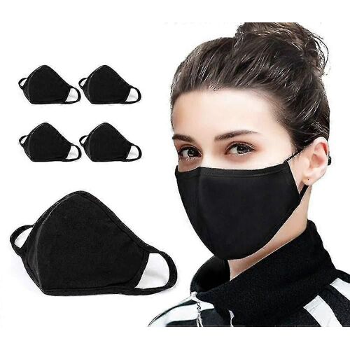 Masque Facial En Coton Noir, Masque Facial Réutilisable, Masques Faciaux En Tissu Confortable Respirants 