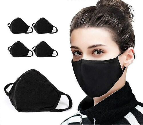 Masque Facial En Coton Noir, Masque Facial Réutilisable, Masques Faciaux En Tissu Confortable Respirants 