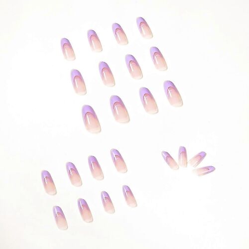 Lilas Simple Français Porter Des Patchs À Ongles Pour Femmes 