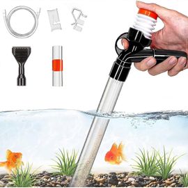Kit De Réservoir De Poisson De Nettoyeur De Gravier D¿Aquarium Changeur D¿Eau À Longue Buse Pour Le Changement D¿Eau Et Le Nettoyage Du Gravier Du Filtre Avec Bouton De Pression D¿Air Et Réglable