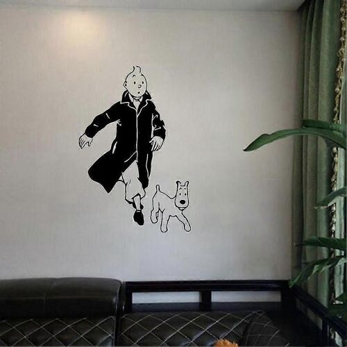 Tintin And Dog Cartoon Vinyl Wall Sticker Children #39;s Room Wall Mural Decals