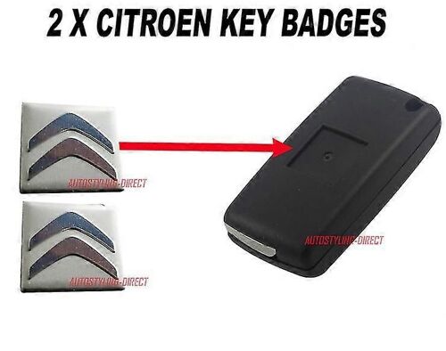 2 X 15mm Citroen Clé Badge Emblème Logo Autocollant Pour 2 Ou 3 Boutons Fob Case