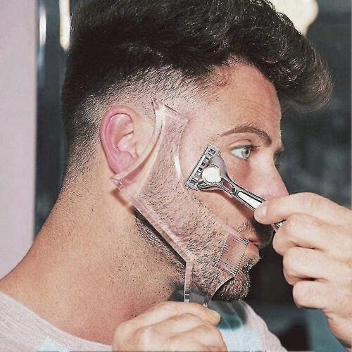 Outil De Shaper De Guide De Barbe Ou Pochoir Transparent Pour La Taille Et Le Rasage, Les Modèles De Pochoir Avec 4 Lignes De Toilettage Et Peigne À Moustache