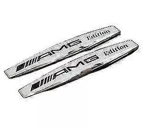 Argent Chrome/Noir Mercedes Amg Edition Side Wing Fender Badge Emblème 100mm X 15mm