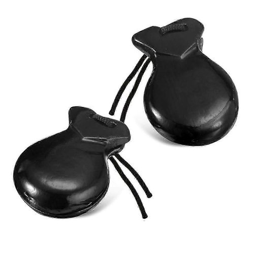 1 Paire De Castagnettes Espagnoles Castagnettes Flamenco Avec Corde Traditionnel Bois Main Percussion Castagnettes (Noir)