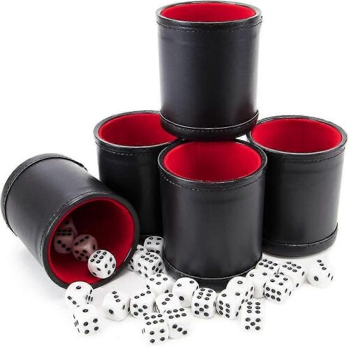 Paquet De 5 Tasses De Dés Professionnelles Doublées De Feutre Rouge, Cuir Bicast De Qualité