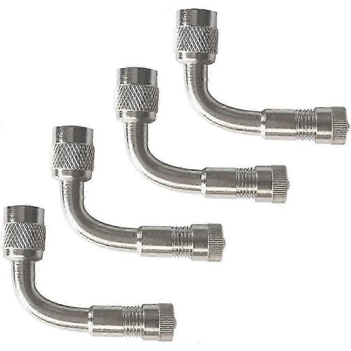 4 Pcs Adaptateur De Valve De Pneu, Rallonge De Coude À 90 Degrés Pour Vélo De Moto De Camion De Voiture (Argent)