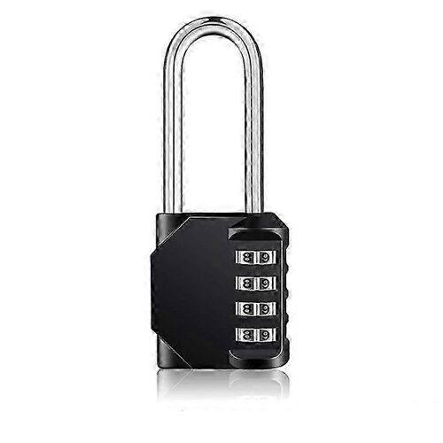 Serrure à code / cadenas avec longue barre de verrouillage Noir