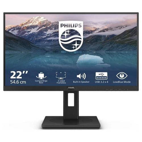 Philips S-line 222S9JML - Écran LED - 22" (21.5" visualisable) - 1920 x 1080 Full HD (1080p) @ 75 Hz - VA - 250 cd/m² - 3000:1 - 4 ms - HDMI, VGA, DisplayPort - haut-parleurs - noir