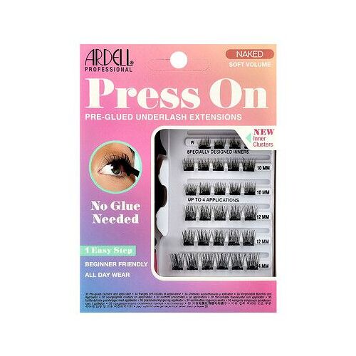 Ardell, Press On, Extensions Sous-Cils Pré-Collées, Soft Volume, Naked, 30 Grappes Pré-Collées Et Applicateur 