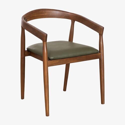 Pack de 4 chaises de salle à manger en cuir Visby Vert Militaire