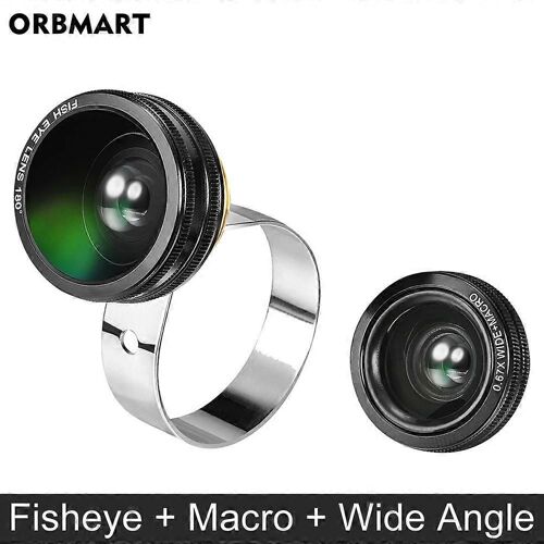 Universal Clip 3-en-1 Grand Angle Macro Fisheye Objectif Téléphone Appareil Photo Kit pour iPhone Samsung Xiaomi Redmi tous les objectifs de smartphone