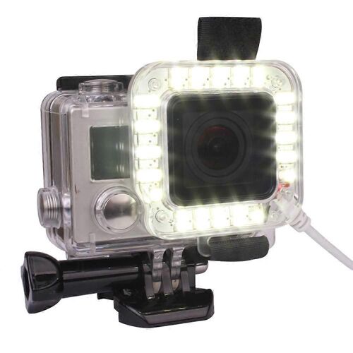 USB 20 LED Caméra d'action Objectif Anneau de prise de vue Nightshot Flash Fill Lampe de lumière pour GoPro Hero 4 3 + 3 Boîtier étanche