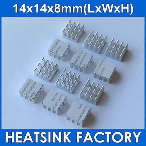 20Pcs/Lot 14x14x8 mm radiateur en aluminium Dissipateur de chaleur Extrusion Refroidisseur avec ruban thermique pour LM2596 LM2577 LM2576