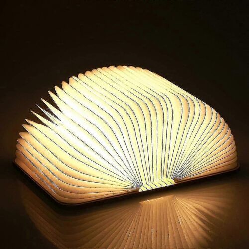 Lampe de livre pliante en bois, Lampes de livre magnétiques à LED, Lumières décoratives / veilleuse, Lampe de bureau rechargeable USB, Cadeau idéal pour les femmes / parents / enfants (blanc
