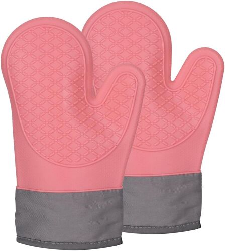 Kalanka-Gant Four, Gant Cuisine, Gant Anti Chaleur, 1 Paire Lavable Antidérapants Gants De Four Pour Barbecue, Cuisson, Icro-Ondes(Rouge)