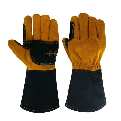 KALANKA-Gants de soudure en cuir de vache Chaleur/résistance au feu/chaud/fourneau/Grill/Mig/Stick Welder Furnace/Stove/Pot/Wood Burner/BBQ/Gant de manipulation d'animaux