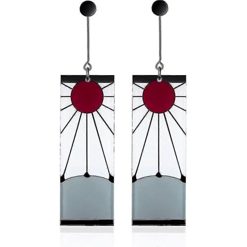 925 Sterling Silver Tanjiro Boucles D'oreilles, Anime Demon Slayer Cosplay Tanjiro Black Earrings Ear Clip Kimetsu No Yaiba Hanafuda Halloween Pour Hommes Femmes Earr