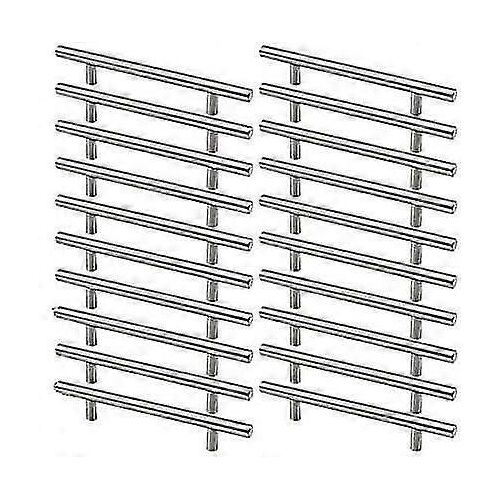 Lot de 20 poignées de meuble de cuisine en acier inoxydable, espacement des trous de 128 mm, poignée en T en acier brossé pour porte d'armoire