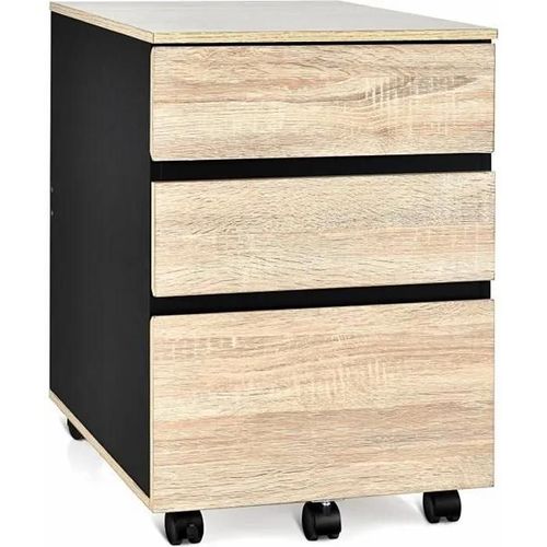 Costway Caisson De Bureau Rangement Bureau Sur Roulettes 3 Tiroir Pour Feuilles A4, Lettre, Légal, Dossiers Et Documents, 53x39x58cm