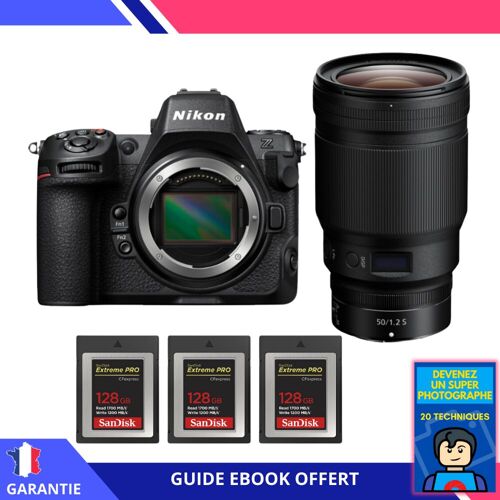 Nikon Z8 + Z 50mm f/1.2 S + 3 SanDisk 128GB Extreme PRO CFexpress Type B + Ebook 'Devenez Un Super Photographe' - Hybride Nikon