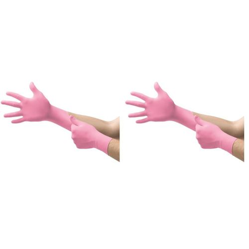 Kalanka-Micro-Touch Nitrafree Gants Jetables Sans Latex, Gants Nitrile Non Poudrés, Gants Medical Et Examen, Protection Chimique Et Mécanique, Gants Roses Taille S (100 Gants) (Lot De 2)