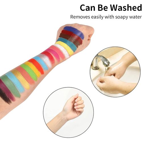20 Couleurs Visage Corps Peinture Huile, Palette Maquillage Enfants, Peinture Corporelle Visage Avec 10 Brosses, Maquillage Deguisement Visage Pour Halloween Carnaval Pâques Cosplay