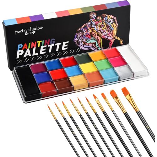 Kalanka-20 Couleurs Peinture Corporelle Pour Le Visage Palette Maquillage Pour Enfants Et Adultes Peinture Artistique Lavables Pour Carnaval Halloween Cosplay Soirées À Thème Pâques Noël 