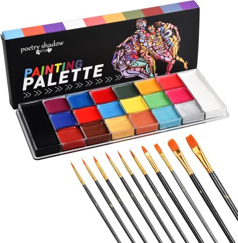 Kalanka-20 Couleurs Peinture Corporelle Pour Le Visage Palette Maquillage Pour Enfants Et Adultes Peinture Artistique Lavables Pour Carnaval Halloween Cosplay Soirées À Thème Pâques Noël 