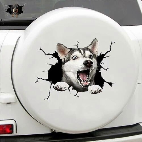 Vinyle Animaux Voiture Autocollant Husky Chien Autocollant Imperméable À L'eau Amovible Voiture Decor-Yvan 2 Pcs