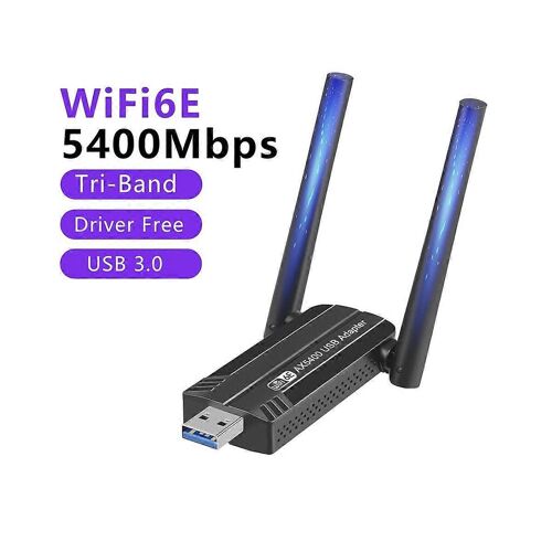 5400Mbps WiFi 6E Carte Réseau USB 3.0 WiFi Adaptateur - Bande 2.4G 5G 6G Wifi Récepteur Dongle pour 11 Dri