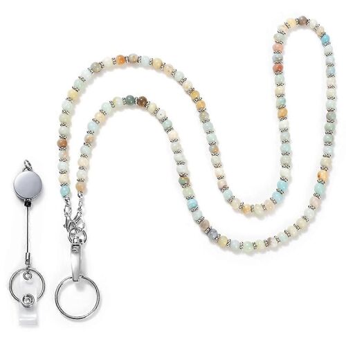 Lanière Perlée Pour Badges D'identification Et Clés, Longe D'enseignant Mignonne, Longe En Pierre Naturelle Pour Femme-Yvan