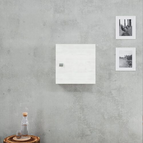 MEUBLE-HAUT CUBE 45CM AVEC PORTE ET TABLETTE CHÊNE BLANC FACILE