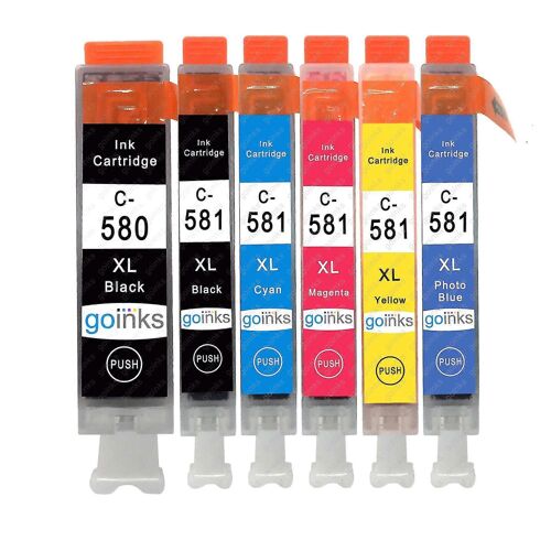 1 Ensemble de 6 cartouches d'encre pour remplacer Canon IGI-580 amp CLI-581 Compatible/non-OEM de Go Inks (6 Encres)