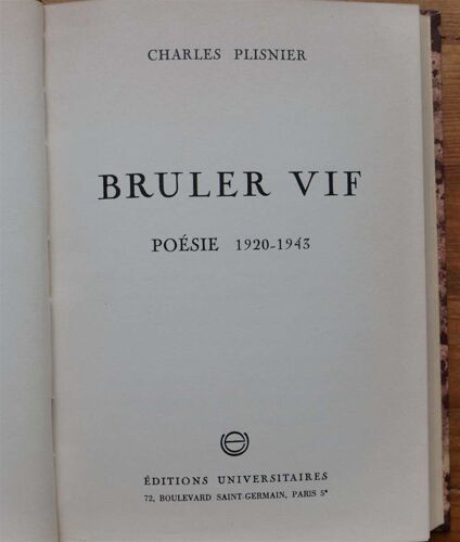 Bruler Vif - Poésie 1920-1943