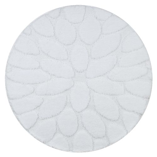 cercle 67 cm Tapis de salle de bain SUPREME cercle STONES, des pierres, antidérapant, doux - blanc