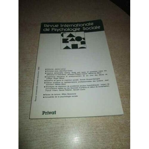 Revue Internationale De Psychologie Sociale 4 T2 1989 - P 405 A 558