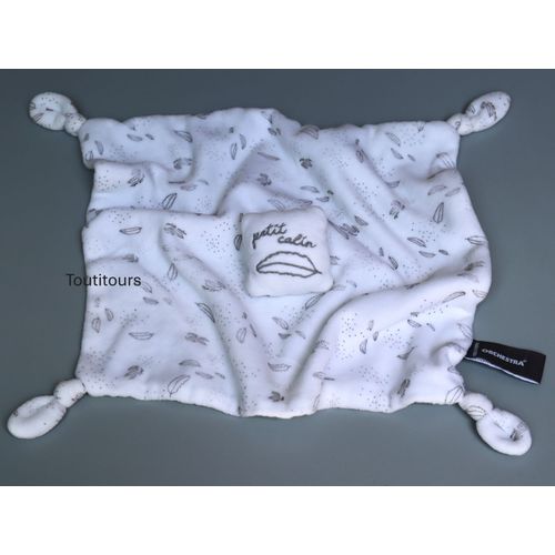 Doudou Petit Calin plat blanc gris plume Orchestra