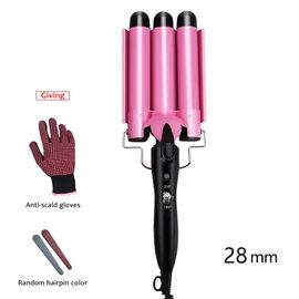 Fer À Friser Avec 3 Barils,Contrôle De La Température À Deux Niveaux,Rouleau D'?uf Rose,Ondulation Des Cheveux Pour Femmes,Vagues De Plage.Color Pink 28mm.