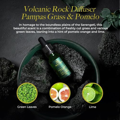 Diffuseur En Pierre De Lave - Diffuseur D'huiles Essentielles De Roches Volcaniques - Parfum D'intérieur - Pierres Aromatiques Biologiques Longue Durée Par (Pampas Grass & Pomelo) 