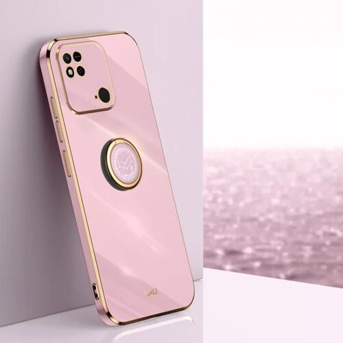 Coque De Téléphone Xiaomi Redmi 10c Tpu - 6d Electroplate,Support D'anneau,Violet Cerise Violet Cerise