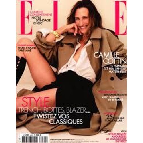 Elle 4160 : Camille Cottin, L'Humour Est Ma Langue Maternelle. Style : Trench, Bottes, Blazer, ...