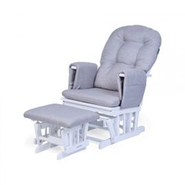 Fauteuil D'allaitement Hêtre Canvas Gris Avec Repose Pieds