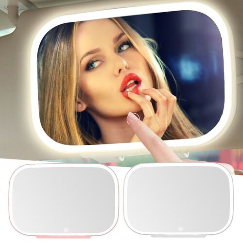 Miroir Pare-Soleil Universel De Voiture Avec Lumière Led, Miroir De Maquillage À Intensité Réglable, Rétroviseur Intérieur D'automobile Avec Lumière Led