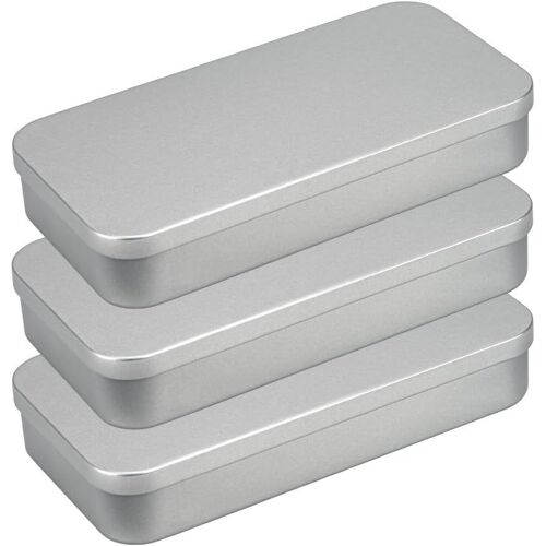 KALANKA-Ideen mit Herz Lot de 3 boîtes de rangement en métal avec couvercle à charnière | Boîte en étain | Rangement pour petites pièces, bijoux, voyages, 20,3 x 10,3 x 3,5 cm