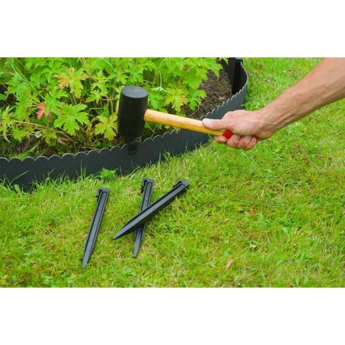 Prolenta Premium - Ensemble De Bordure De Jardin H13 Cm X 12 M Avec Piquet Noir