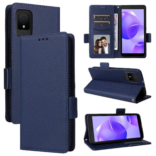 Étui Pour Tcl 502 Magnétique Boucle Latérale Portefeuille Titulaire De Fentes Pour Cartes Cuir Pu - Bleu