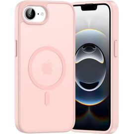 Coque pour iPhone 16e avec Anneau Magnétique, Protection Hybride Silicone et PC Antichoc Rose - E.F.Connection