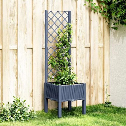 Prolenta Premium - Jardinière Avec Treillis Bleu Gris 40x40x142 Cm Pp