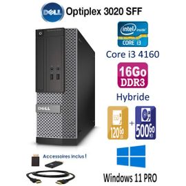 Dell OptiPlex 3020 SFF Core i3-4160 - 3.6 Ghz - Ram 16 Go - SSD 120 Go + HDD 500 Go W11 Pro
